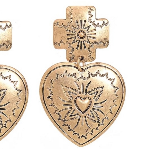 Kar’s Boutique Jewelry - Aztec Heart & Cross Dangle Earrings